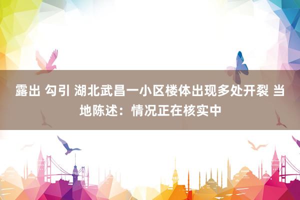 露出 勾引 湖北武昌一小区楼体出现多处开裂 当地陈述：情况正在核实中