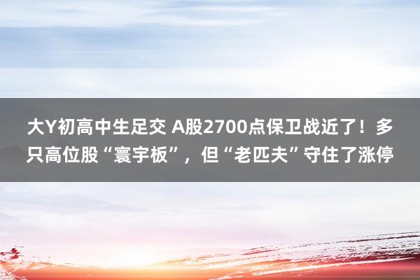 大Y初高中生足交 A股2700点保卫战近了！多只高位股“寰宇板”，但“老匹夫”守住了涨停