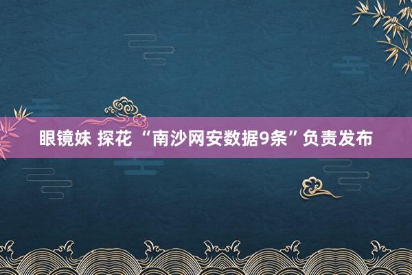 眼镜妹 探花 “南沙网安数据9条”负责发布