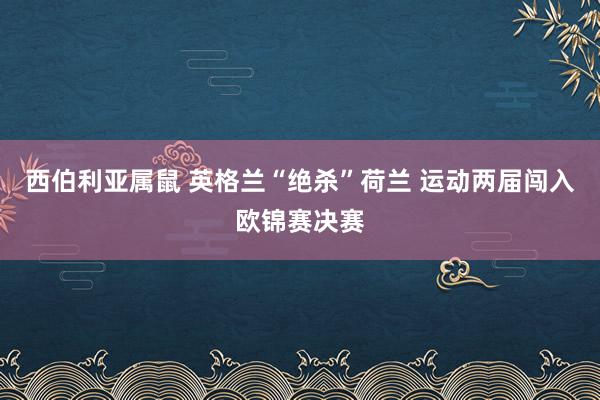 西伯利亚属鼠 英格兰“绝杀”荷兰 运动两届闯入欧锦赛决赛