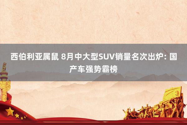 西伯利亚属鼠 8月中大型SUV销量名次出炉: 国产车强势霸榜