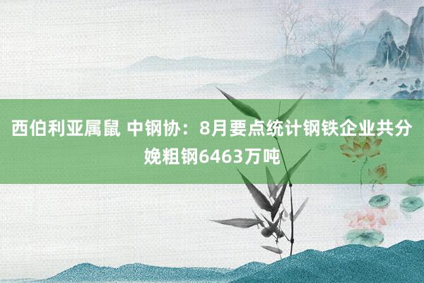 西伯利亚属鼠 中钢协：8月要点统计钢铁企业共分娩粗钢6463万吨