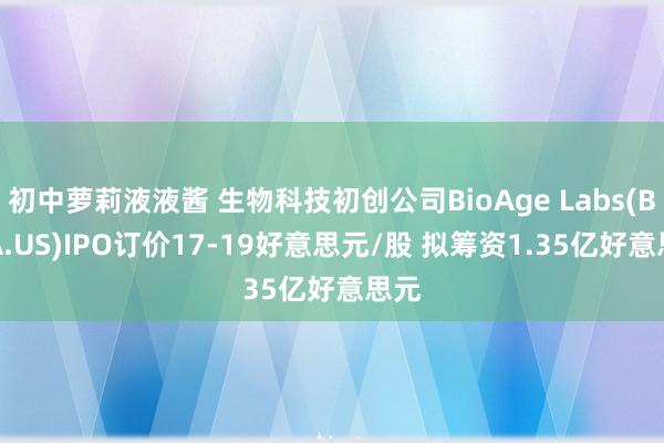 初中萝莉液液酱 生物科技初创公司BioAge Labs(BIOA.US)IPO订价17-19好意思元/股 拟筹资1.35亿好意思元