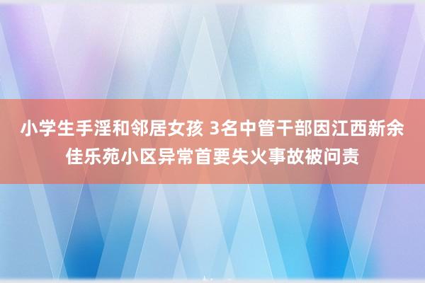 小学生手淫和邻居女孩 3名中管干部因江西新余佳乐苑小区异常首要失火事故被问责