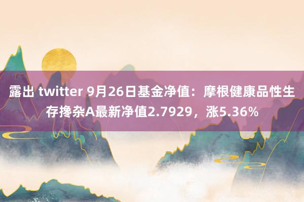 露出 twitter 9月26日基金净值：摩根健康品性生存搀杂A最新净值2.7929，涨5.36%