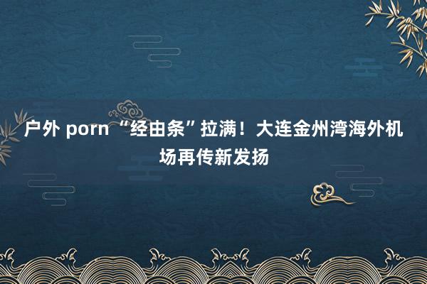 户外 porn “经由条”拉满！大连金州湾海外机场再传新发扬