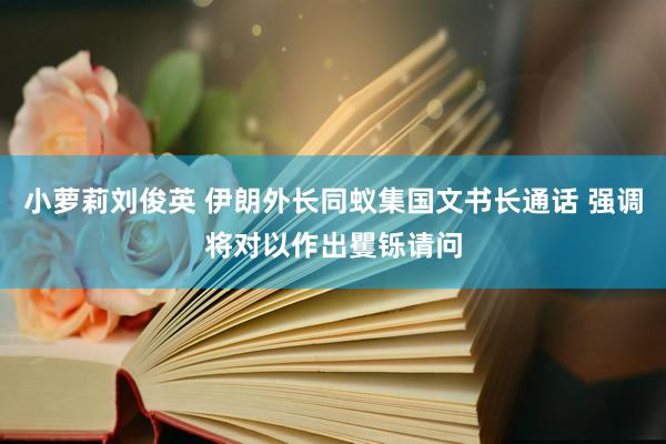 小萝莉刘俊英 伊朗外长同蚁集国文书长通话 强调将对以作出矍铄请问