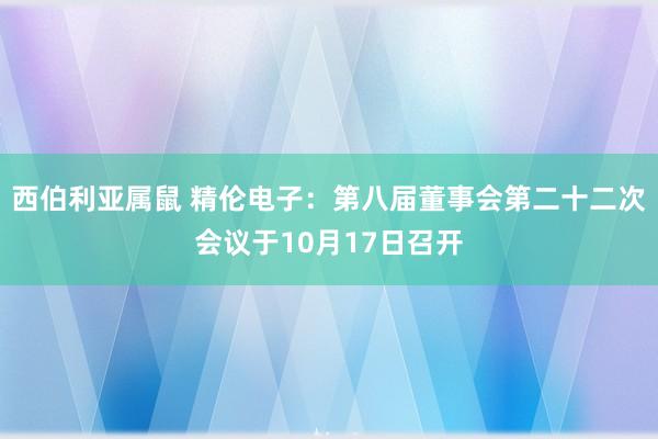 西伯利亚属鼠 精伦电子：第八届董事会第二十二次会议于10月17日召开