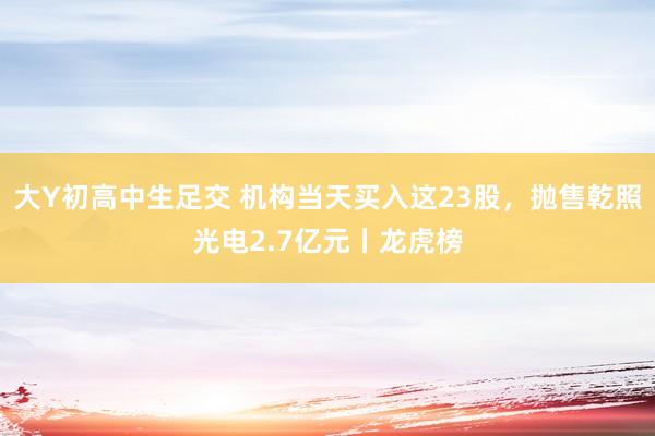 大Y初高中生足交 机构当天买入这23股，抛售乾照光电2.7亿元丨龙虎榜