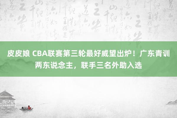 皮皮娘 CBA联赛第三轮最好威望出炉！广东青训两东说念主，联手三名外助入选