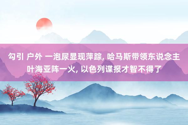 勾引 户外 一泡尿显现萍踪， 哈马斯带领东说念主叶海亚阵一火， 以色列谍报才智不得了