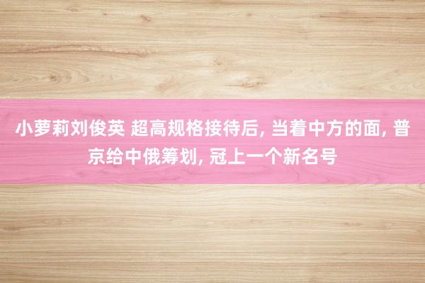 小萝莉刘俊英 超高规格接待后， 当着中方的面， 普京给中俄筹划， 冠上一个新名号