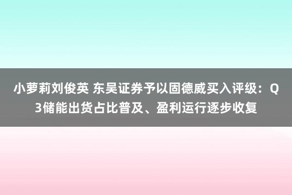 小萝莉刘俊英 东吴证券予以固德威买入评级：Q3储能出货占比普及、盈利运行逐步收复