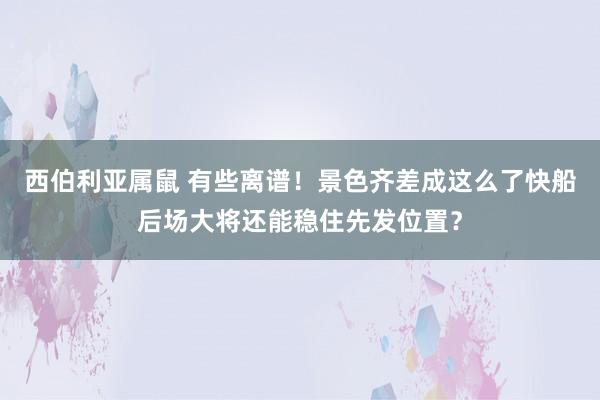 西伯利亚属鼠 有些离谱！景色齐差成这么了快船后场大将还能稳住先发位置？