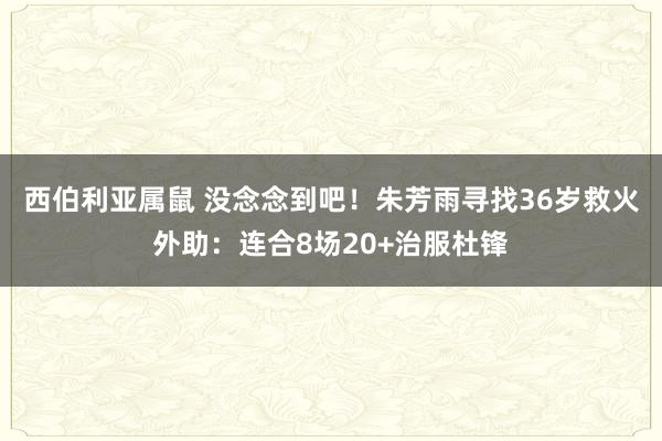 西伯利亚属鼠 没念念到吧！朱芳雨寻找36岁救火外助：连合8场20+治服杜锋