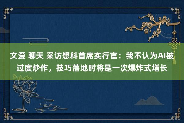 文爱 聊天 采访想科首席实行官：我不认为AI被过度炒作，技巧落地时将是一次爆炸式增长