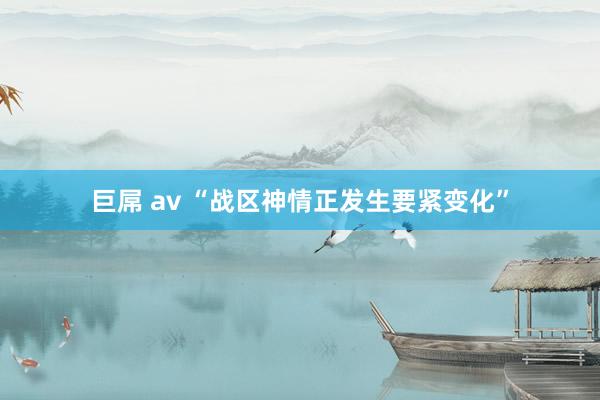 巨屌 av “战区神情正发生要紧变化”