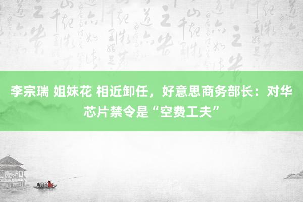 李宗瑞 姐妹花 相近卸任，好意思商务部长：对华芯片禁令是“空费工夫”