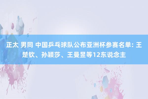 正太 男同 中国乒乓球队公布亚洲杯参赛名单: 王楚钦、孙颖莎、王曼昱等12东说念主